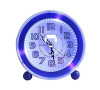 Desktop Clock Round Silent Analog Alarm Clock Non Ticking Gentle Wake Beep Sounds Increasing Volume Battery Operated Snooze and Light Functions Easy Set