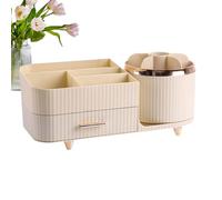 Desktop Cosmetic Organizer - Rotating Storage Organizer Box, Partitioned Design for Makeup, Nail, Brushes, Eyeliner, Lipstick, Beauty Category Accessory, Vanity Desk, Bathroom, Dresser