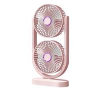 Desktop Fan - Battery Operated Portable Fans, Double-Head Quiet Rechargeable Cooling Device, Personal Tabletop Fan | For Apartment Bedroom Living Room Kitchen Office Outdoor Travel Campinp Tent Beach