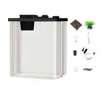 Desktop Fish Tank, Betta Fish Tank with Air Pump, Modern Aquarium with Artificial Flowers, Tabletop Fish Tank Display, Fish Tank with Atmosphere Light 8,86 x 5,91 x 11,02" for Tabletop, Display