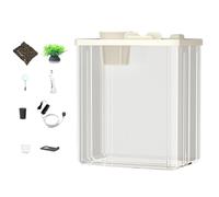 Desktop Fish Tank, Betta Fish Tank with Air Pump, Modern Aquarium with Artificial Flowers, Tabletop Fish Tank Display, Fish Tank with Atmosphere Light 8.86x5.91x 11.02 for Tabletop, Display