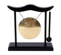 Desktop Gong Brass Chinese Crafts Musical Instrument Feng Shui Art Home Decor Blessing Gift with Mallet (16x5x16.3 cm / 6.3x2x6.4 in)