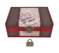 Desktop Storage Box with Lock Vintage Style Wooden Organizer Case for Book Jewelry Cosmetics Photography Prop 23x16x9.5CM