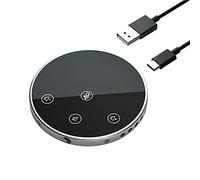 Desktop USB Conference Speakerphone Microphone 360° Omnidirectional Condenser Plug & Play PC Computer Mic with Speaker Touch-Sensor Buttons Mute/Volume Function compatible with MAC for PC Maiju