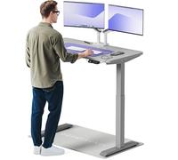 Desktronic Bureau Assis Debout Électrique 120x60cm - Bureau Réglable en Hauteur à Moteurs Électriques Doubles - Commande Tactile - USB - Mémoire - Plateau Bois Européen - Table Assis-Debout