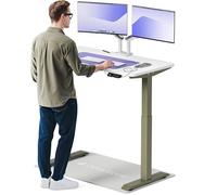 Desktronic Bureau Assis-Debout Électrique 120x60cm- Hauteur Réglable - Commande Tactile avec Mémoires - Ports USB - Bois Européen - Table Réglable