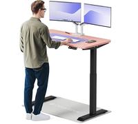 Desktronic Bureau Assis-Debout Électrique 120x60cm- Hauteur Réglable - Commande Tactile avec Mémoires - Ports USB - Bois Européen - Table Réglable