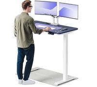 Desktronic Bureau Assis-Debout Électrique 120x60cm- Hauteur Réglable - Commande Tactile avec Mémoires - Ports USB - Bois Européen - Table Réglable