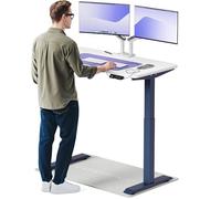 Desktronic Bureau Assis-Debout Électrique 120x60cm- Hauteur Réglable - Commande Tactile avec Mémoires - Ports USB - Bois Européen - Table Réglable