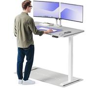 Desktronic Bureau Assis Debout Électrique 140x70cm - Bureau Réglable en Hauteur à Moteurs Électriques Doubles - Commande Tactile - USB - Mémoire - Plateau Bois Européen - Table Assis-Debout