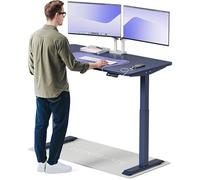 Desktronic Bureau Assis-Debout Électrique 140x70cm- Hauteur Réglable - Commande Tactile avec Mémoires - Ports USB - Bois Européen - Table Réglable