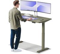 Desktronic Bureau Assis-Debout Électrique 140x70cm- Hauteur Réglable - Commande Tactile avec Mémoires - Ports USB - Bois Européen - Table Réglable