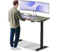Desktronic Bureau Assis-Debout Électrique 140x70cm- Hauteur Réglable - Commande Tactile avec Mémoires - Ports USB - Bois Européen - Table Réglable