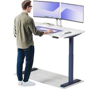 Desktronic Bureau Assis-Debout Électrique 140x70cm- Hauteur Réglable - Commande Tactile avec Mémoires - Ports USB - Bois Européen - Table Réglable