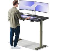 Desktronic Bureau Assis-Debout Électrique 140x70cm- Hauteur Réglable - Commande Tactile avec Mémoires - Ports USB - Bois Européen - Table Réglable
