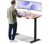 Desktronic Bureau Assis-Debout Électrique 140x70cm- Hauteur Réglable - Commande Tactile avec Mémoires - Ports USB - Bois Européen - Table Réglable
