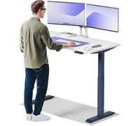 Desktronic Bureau Assis-Debout Électrique 140x70cm- Hauteur Réglable - Commande Tactile avec Mémoires - Ports USB - Bois Européen - Table Réglable