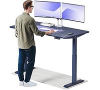 Desktronic Bureau Assis-Debout Électrique 160x80cm- Hauteur Réglable - Commande Tactile avec Mémoires - Ports USB - Bois Européen - Table Réglable