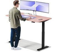 Desktronic Bureau Assis-Debout Électrique 160x80cm- Hauteur Réglable - Commande Tactile avec Mémoires - Ports USB - Bois Européen - Table Réglable