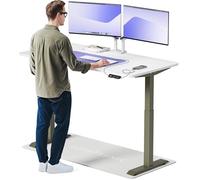 Desktronic Bureau Assis-Debout Électrique 160x80cm- Hauteur Réglable - Commande Tactile avec Mémoires - Ports USB - Bois Européen - Table Réglable