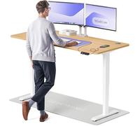 Desktronic Bureau Assis Debout Électrique 180x80cm - Bureau Réglable en Hauteur à Moteurs Électriques Doubles - Commande Tactile - USB - Mémoire - Plateau Bois Européen - Table Assis-Debout