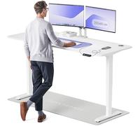 Desktronic Bureau Assis Debout Électrique 200x80cm - Bureau Réglable en Hauteur à Moteurs Électriques Doubles - Commande Tactile - USB - Mémoire - Plateau Bois Européen - Table Assis-Debout