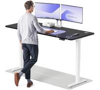 Desktronic Bureau Assis Debout Électrique 200x80cm - Bureau Réglable en Hauteur à Moteurs Électriques Doubles - Commande Tactile - USB - Mémoire - Plateau Bois Européen - Table Assis-Debout