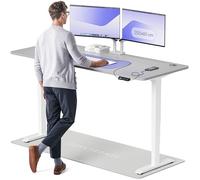 Desktronic Bureau Assis Debout Électrique 200x80cm - Bureau Réglable en Hauteur à Moteurs Électriques Doubles - Commande Tactile - USB - Mémoire - Plateau Bois Européen - Table Assis-Debout