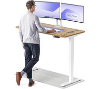 Desktronic Bureau Assis-Debout Électrique - Plateau de Table en Bois Massif - Hauteur Réglable et Stabilisée - Commande Tactile avec Mémoires - Ports USB Intégrés - Tableau Assis-Debout 140x70cm