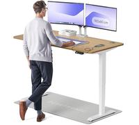 Desktronic Bureau Assis-Debout Électrique - Plateau de Table en Bois Massif - Hauteur Réglable et Stabilisée - Commande Tactile avec Mémoires - Ports USB Intégrés - Tableau Assis-Debout 160x80cm