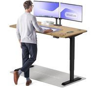 Desktronic Bureau Assis-Debout Électrique - Plateau de Table en Bois Massif - Hauteur Réglable et Stabilisée - Commande Tactile avec Mémoires - Ports USB Intégrés - Tableau Assis-Debout 160x80cm