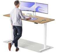 Desktronic Bureau Assis-Debout Électrique - Plateau de Table en Bois Massif - Hauteur Réglable et Stabilisée - Commande Tactile avec Mémoires - Ports USB Intégrés - Tableau Assis-Debout 200x80cm