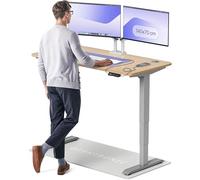 Desktronic Bureau Assis-Debout Électrique - Plateau de Table en Bois Massif - Hauteur Réglable et Stabilisée - Commande Tactile avec Mémoires - Ports USB Intégrés - Tableau Assis-Debout 140x70cm