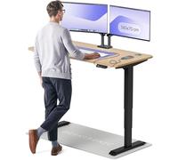 Desktronic Bureau Assis-Debout Électrique - Plateau de Table en Bois Massif - Hauteur Réglable et Stabilisée - Commande Tactile avec Mémoires - Ports USB Intégrés - Tableau Assis-Debout 140x70cm