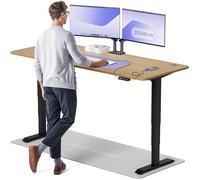 Desktronic Bureau Assis-Debout Électrique - Plateau de Table en Bois Massif - Hauteur Réglable et Stabilisée - Commande Tactile avec Mémoires - Ports USB Intégrés - Tableau Assis-Debout 200x80cm