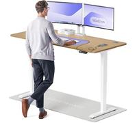 Desktronic Bureau Assis-Debout Électrique - Plateau de Table en Bois Massif - Hauteur Réglable et Stabilisée - Commande Tactile avec Mémoires - Ports USB Intégrés - Tableau Assis-Debout 180x80cm