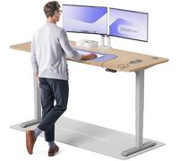 Desktronic Bureau Assis-Debout Électrique - Plateau de Table en Bois Massif - Hauteur Réglable et Stabilisée - Commande Tactile avec Mémoires - Ports USB Intégrés - Tableau Assis-Debout 200x80cm
