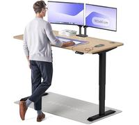 Desktronic Bureau Assis-Debout Électrique - Plateau de Table en Bois Massif - Hauteur Réglable et Stabilisée - Commande Tactile avec Mémoires - Ports USB Intégrés - Tableau Assis-Debout 160x80cm