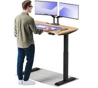 Desktronic Bureau assis debout HomeOne 120x60cm - Électrique Réglable en Hauteur - Chargeur USB/USB-C - Noir/Chêne