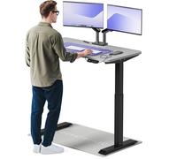 Desktronic Bureau assis debout HomeOne 120x60cm - Électrique Réglable en Hauteur - Chargeur USB/USB-C - Noir/Gris