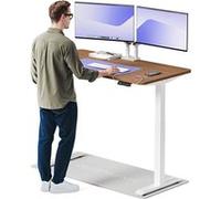Desktronic Bureau assis debout HomeOne 140x70cm - Électrique Réglable en Hauteur - Chargeur USB/USB-C - Blanc/Noyer Blanc/Noyer