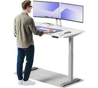 Desktronic Bureau assis debout HomeOne 140x70cm - Électrique Réglable en Hauteur - Chargeur USB/USB-C - Gris/Blanc Gris/Blanc