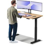 Desktronic Bureau assis debout HomeOne 140x70cm - Électrique Réglable en Hauteur - Chargeur USB/USB-C - Noir/Chêne