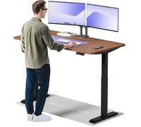 Desktronic Bureau assis debout HomeOne 160x80cm - Électrique Réglable en Hauteur - Chargeur USB/USB-C - Noir/Noyer