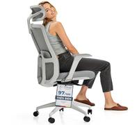 Desktronic Chaise de Bureau Ergonomique réglable Chaise de Bureau avec Appui-tête, accoudoirs, Support Lombaire, réglages de la Hauteur - Maille Respirante