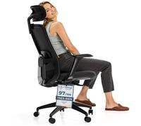 Desktronic Chaise de Bureau Ergonomique réglable SitOne, 6 points de réglage , 4D Accoudoir , Noir Noir G
