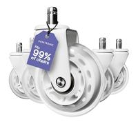 Desktronic Roulettes en Caoutchouc - Lot de 5 - Roues de Remplacement 360° pour Meubles & Chaises de Bureau - Blanches 250kg 11x22mm - Roulement Fluide & Compatibles Tous Sols (Non Compatible 1KEA)