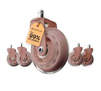 Desktronic Roulettes en Caoutchouc - Lot de 5 - Roues de Remplacement 360° pour Meubles & Chaises de Bureau - Rose 250kg 11x22mm - Roulement Fluide & Compatibles Tous Sols (Non Compatible 1KEA)