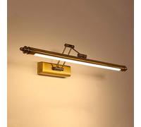 DESLP Lampe Miroir Salle de Bain LED Acier Inoxydable, IP44 Étanche Applique Murale Salle de Bain, Bras Réglable à 180°, Blanc Chaud 3000K Luminaire Salle de Bain Moderne, Couleur Laiton, 50cm/8w