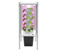 Desnysmf Kit de culture hydroponique verticale de jardin à 6 couches, kit hydroponique LED, kit de germination vertical avec pompe à eau et réservoir d'eau 2,64 gal, 39 x 39 x 97 cm, gris